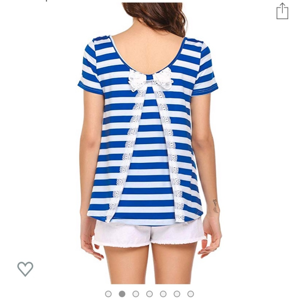Striped Top with Bow Back Detail - Picture 2 of 6
